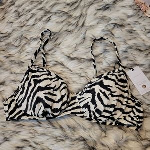 Shade & Shore Zebra Print Bikini Top 34B